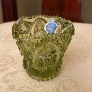 Imperial Glass, Bellaire pattern, Avocado green toothpick, match holder, vintage